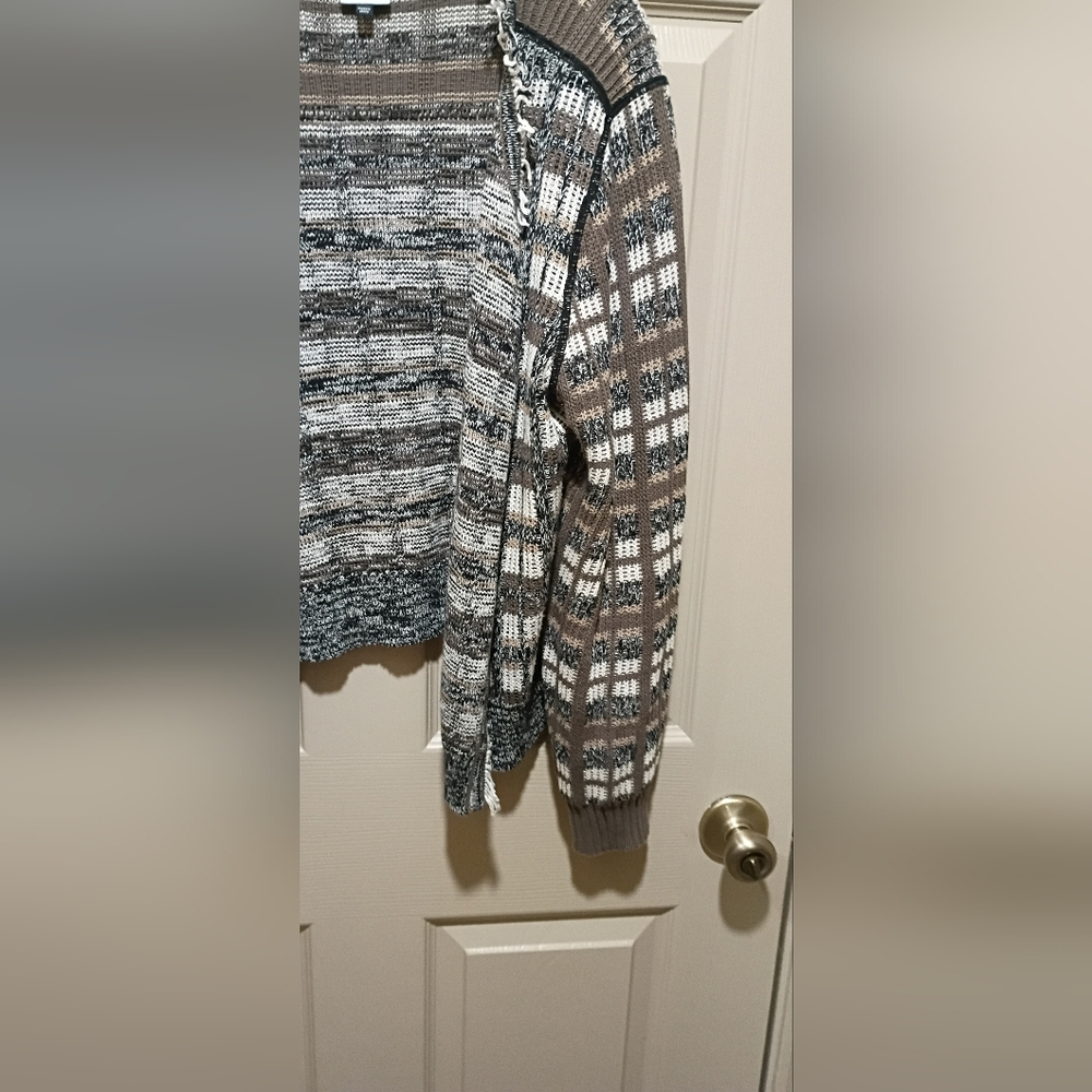 CAbi Classic Fringe Cardigan Open Sweater Brown Womens Large - Picture 4 of 7